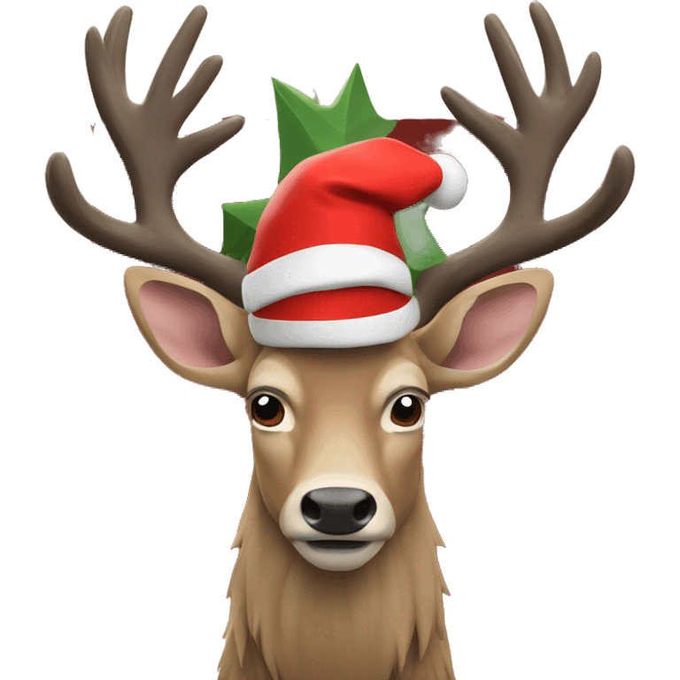 A stag with an xmas hat emoji