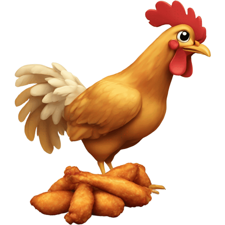 Chicken eating a chicken wing emoji