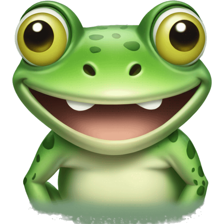 a happy, sweet, smiling, little frog  emoji