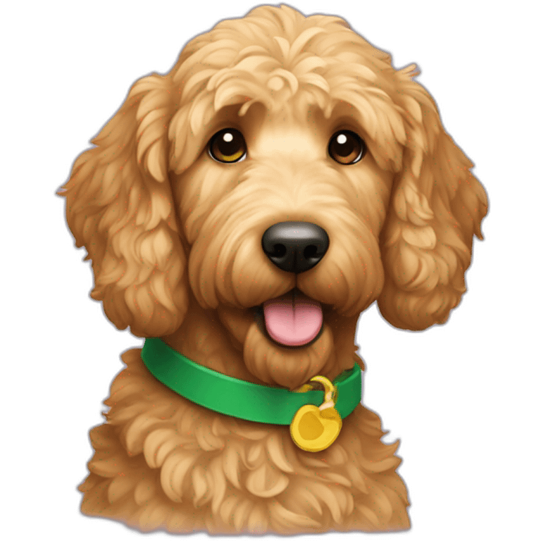 golden doodle with green collar emoji