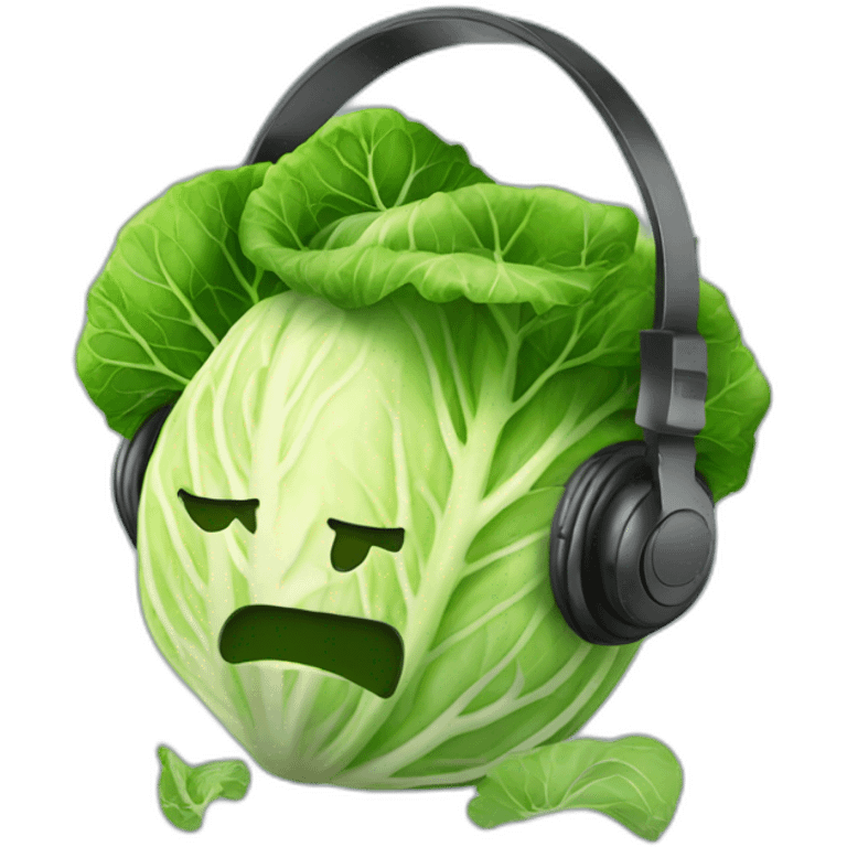 Cabbage with headphone emoji