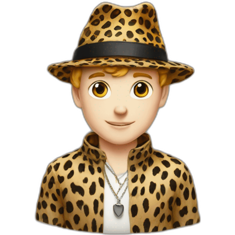 white boy in leopard and magic hat emoji