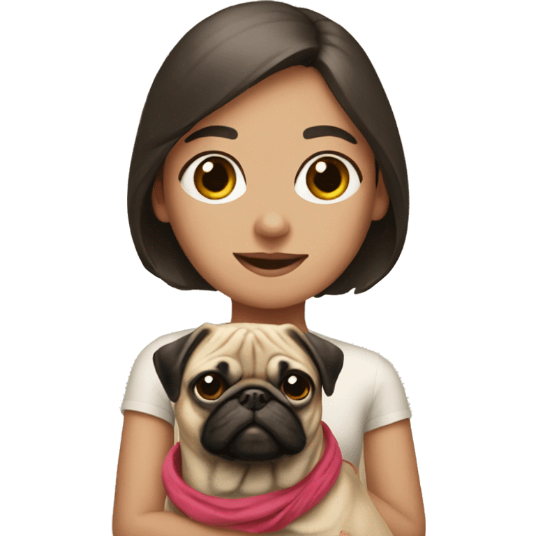 Girl with pug in front of her  emoji