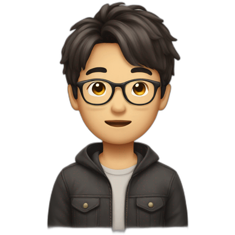 mashroomhair asianboy with glasses emoji