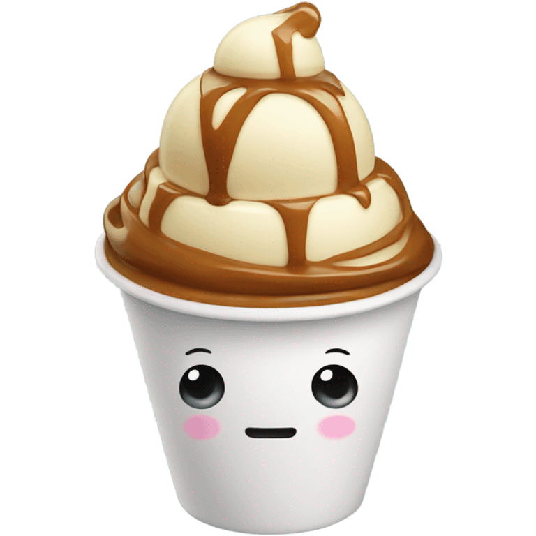 Ice cream in a cup with caramel  emoji