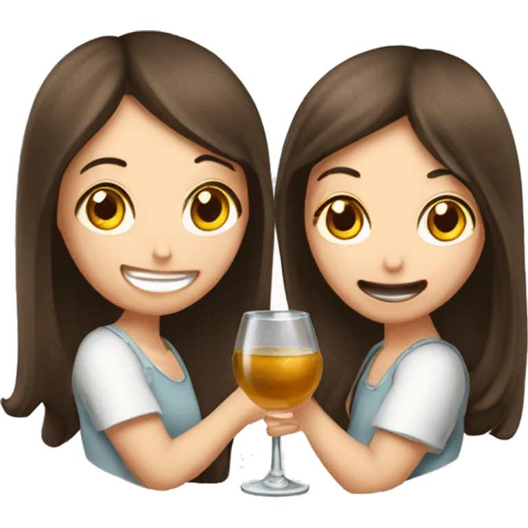 Zwei Mädchen die ein Glas Wein trinken  emoji