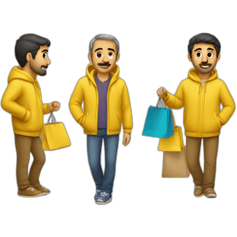 Armenian men doing shopping  in yellow clothes  emoji