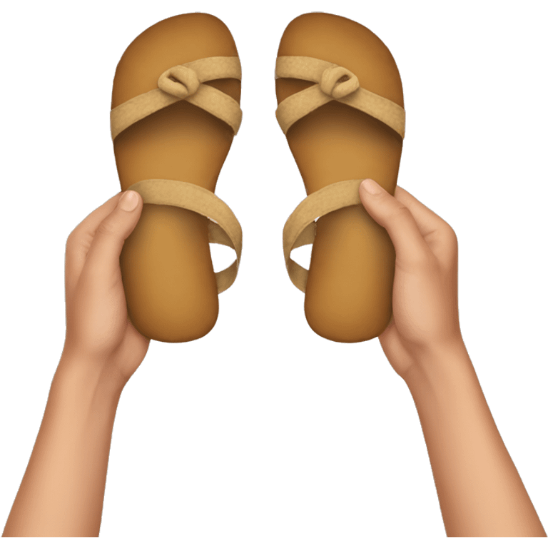 hand holding a sandal emoji