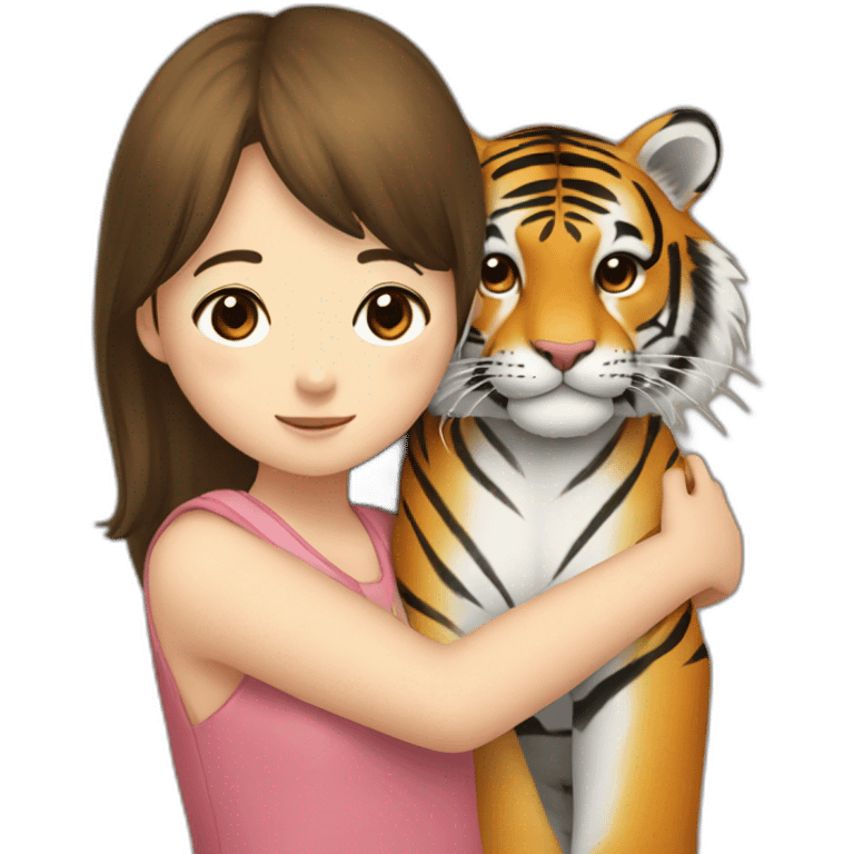 Tiger in arm of Japanese  girl  emoji