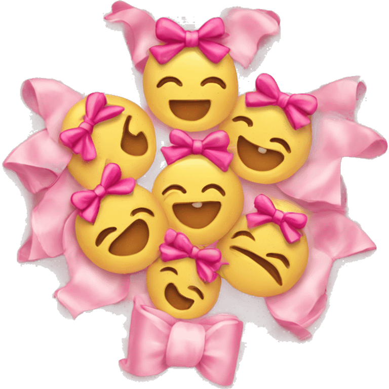 A plate with pink cute bows around the edge  emoji