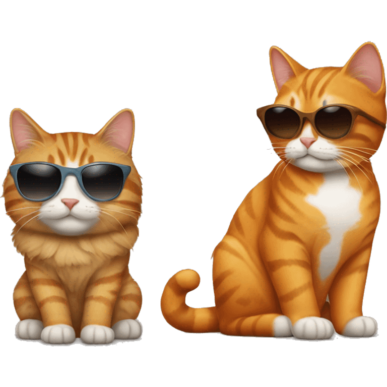 Orange cat and brown tabby with sunglasses on emoji