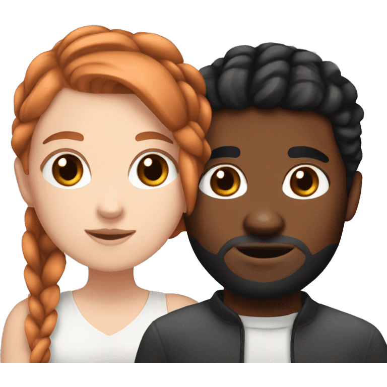 White girl with copper hair and her black boyfriend with French braids  emoji