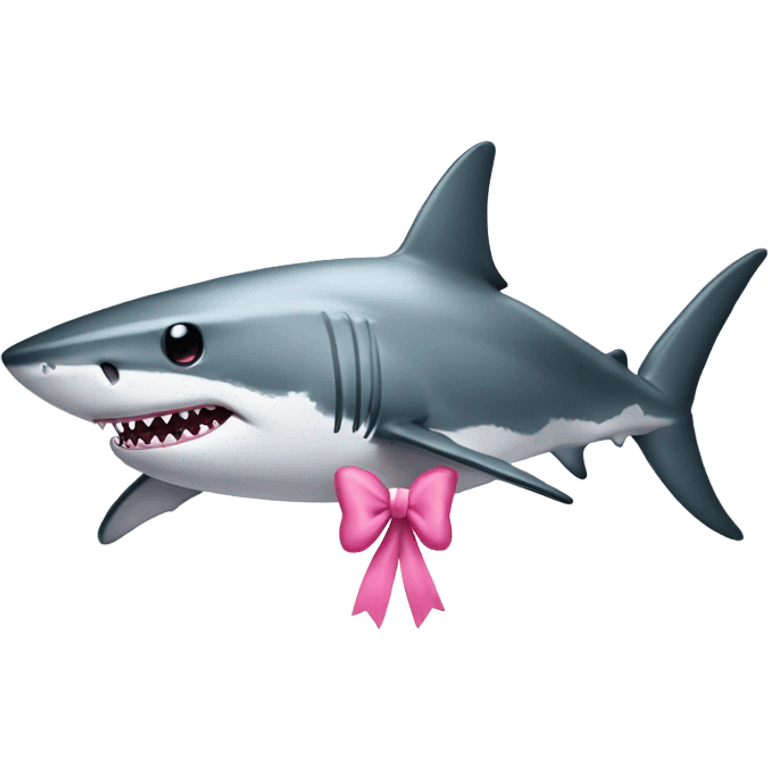 A great white shark with long eye lashes and a pink bow emoji