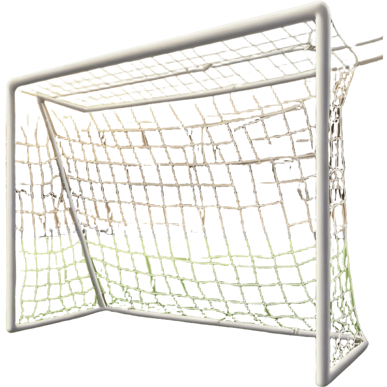 Cinematic Realistic image of a soccer goal net with intricately detailed mesh textures and subtle signs of wear, set against a dynamic, sunlit stadium backdrop that emphasizes its iconic presence in the game emoji