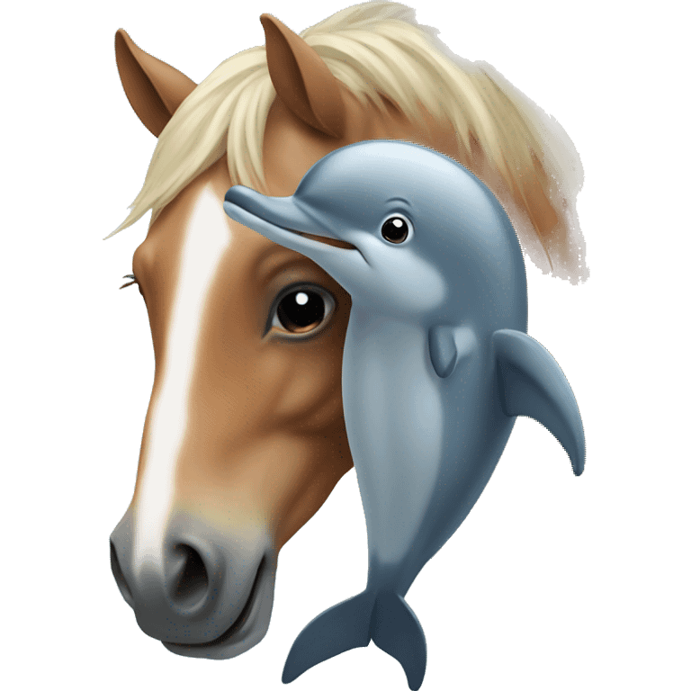 A horse hugging a dolphin emoji