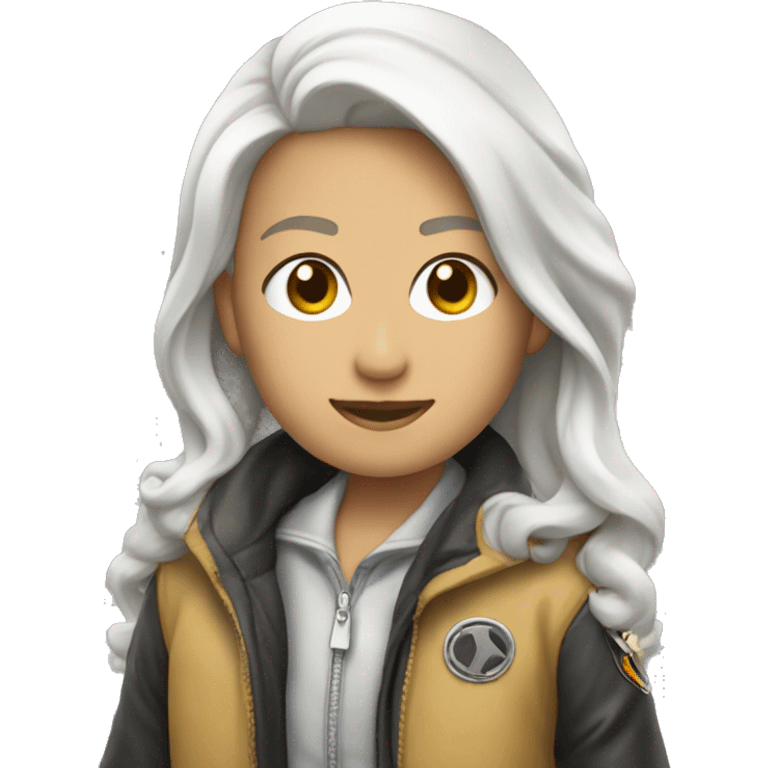 Persona blanca con chaqueta y que la chaqueta le cubra la mitad de la cara  emoji