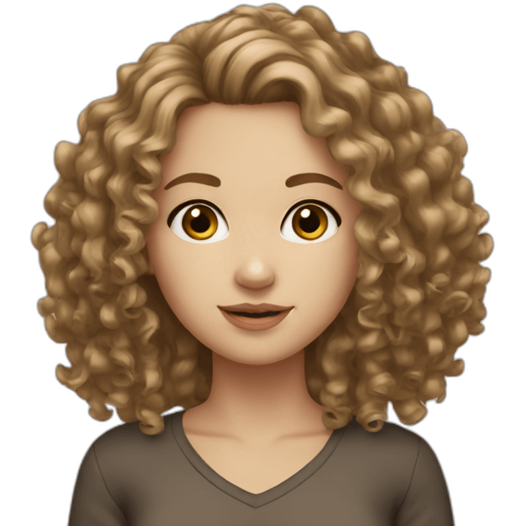 white girl brown curly hair emoji