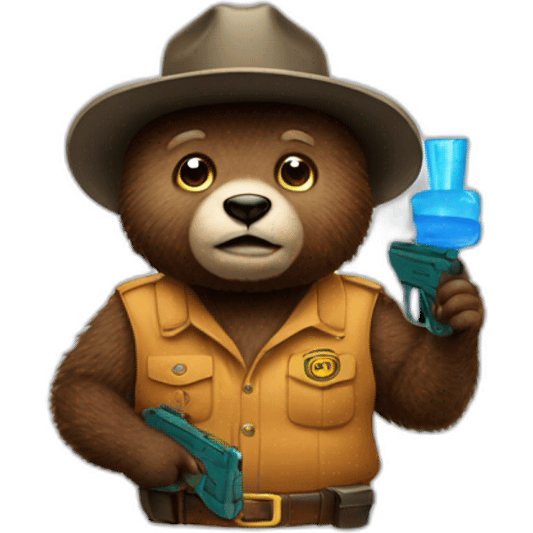 smokey bear with water gun emoji