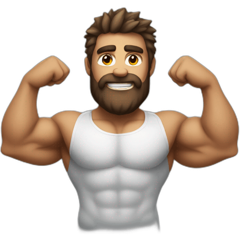 Emoji muscled hairy man showing muscle emoji