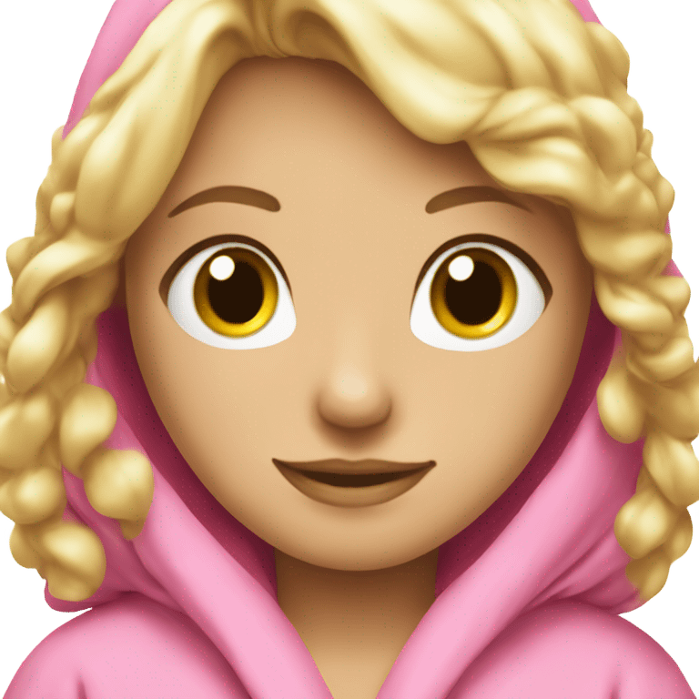 Pretty Blode girl wearing a pink silky bathrobe emoji