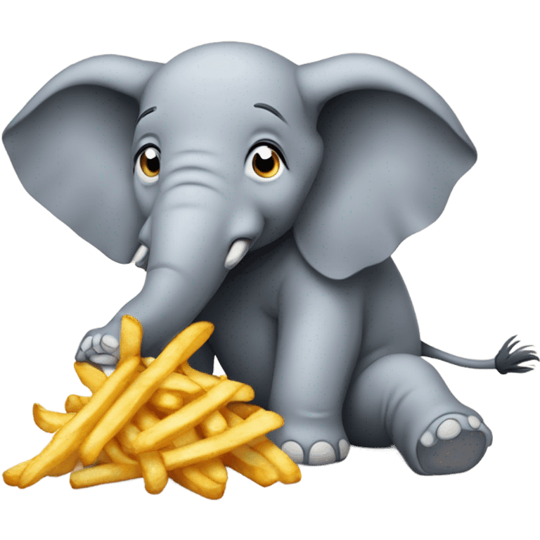 Elephant eating fries emoji