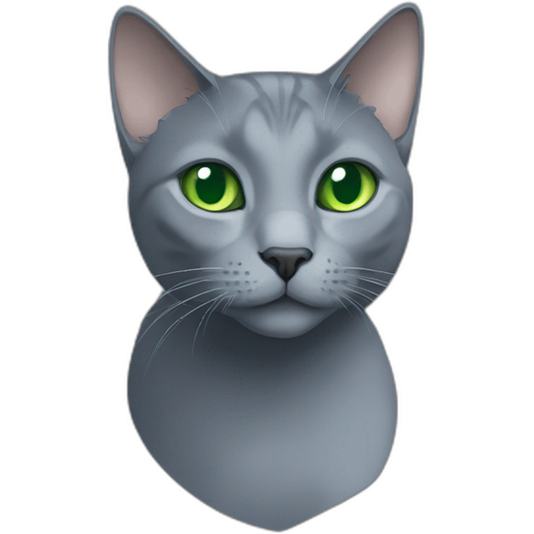 fully grey cat russian blue with round face and green eyes no stripes chunky cat one colour emoji