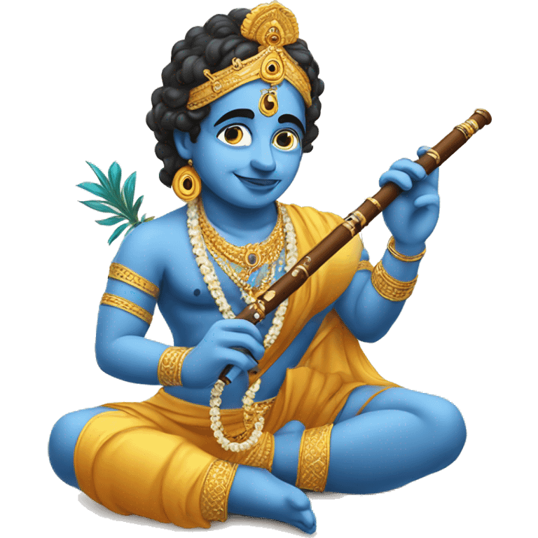 Lord Krishna with laptop and flute emoji