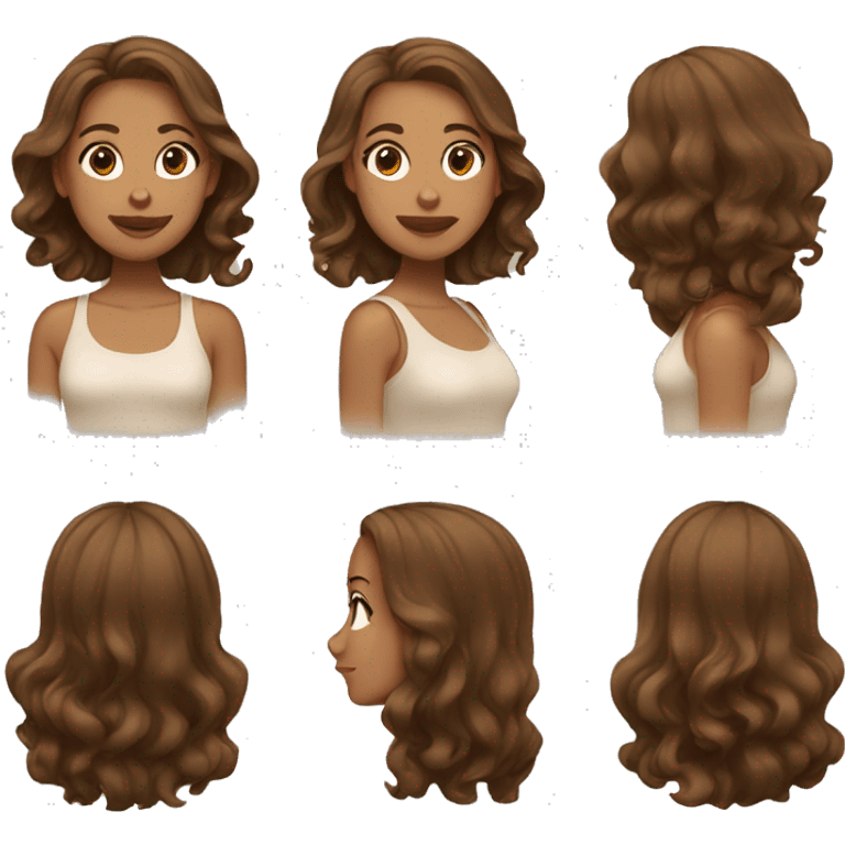 A light tan girl with brown wavy hair emoji