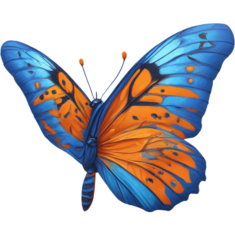 Blue and orange butterfly with both wings emoji