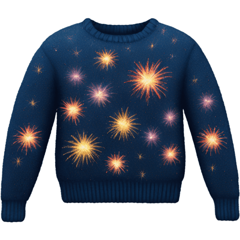 Knit sweater with firework glittery design emoji