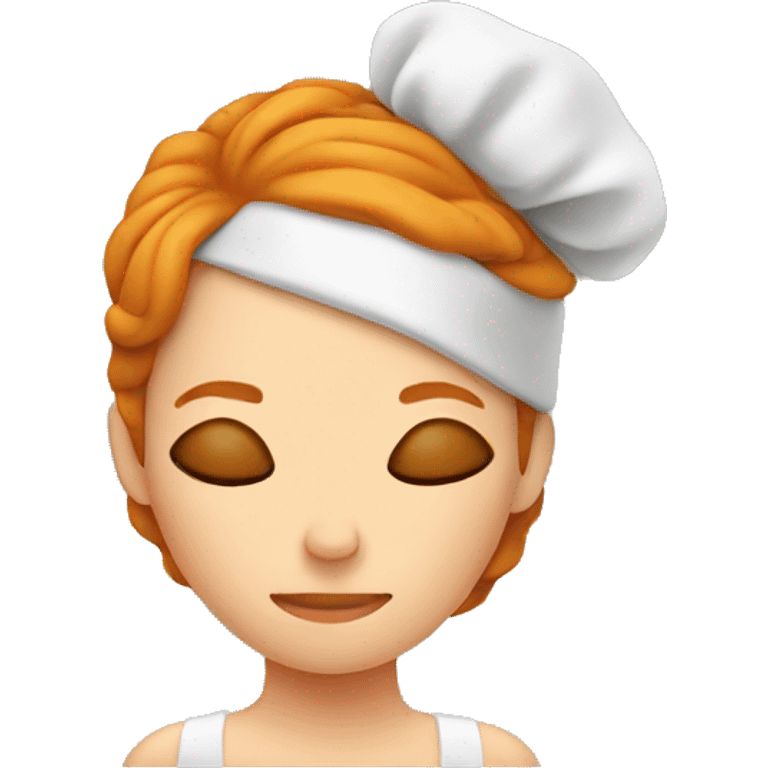 Ginger emoji woman sleeping while cooking emoji