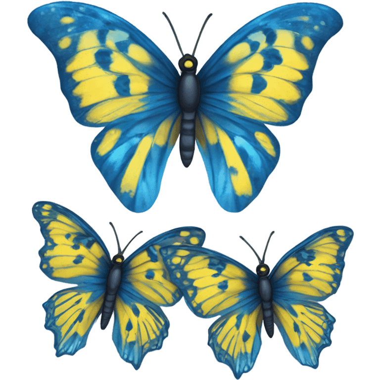 Blue butterfly and yellow butterfly  emoji