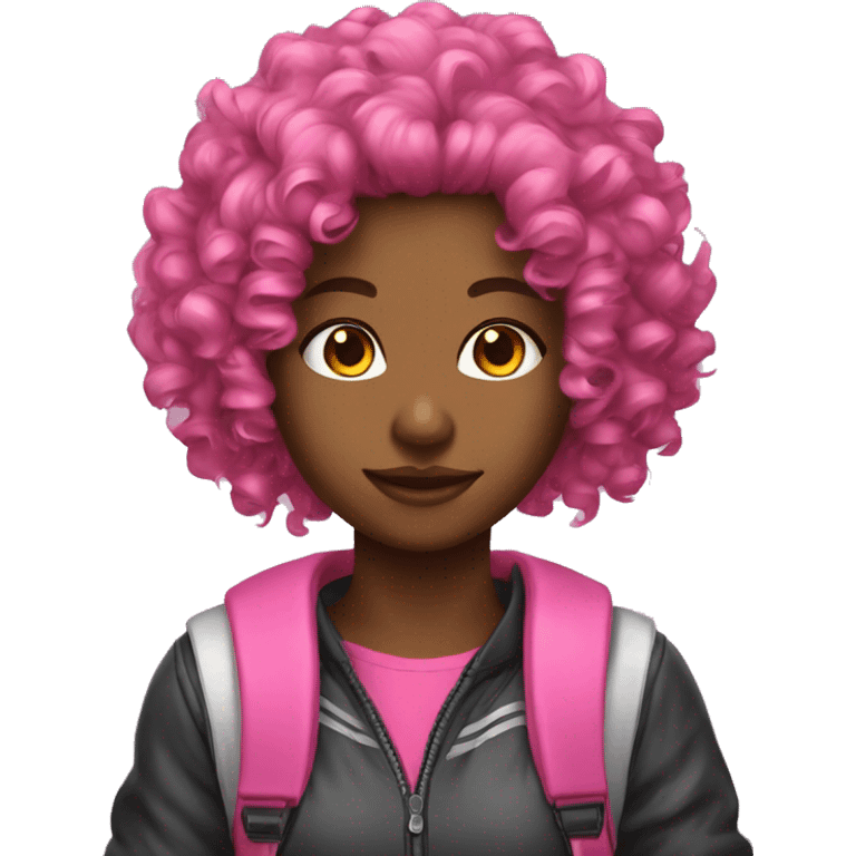 Curly hair pink gamer girl emoji