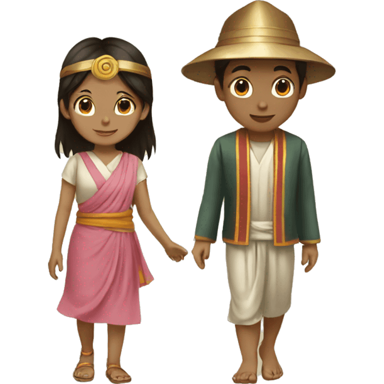 A girl and a boy going temple  emoji