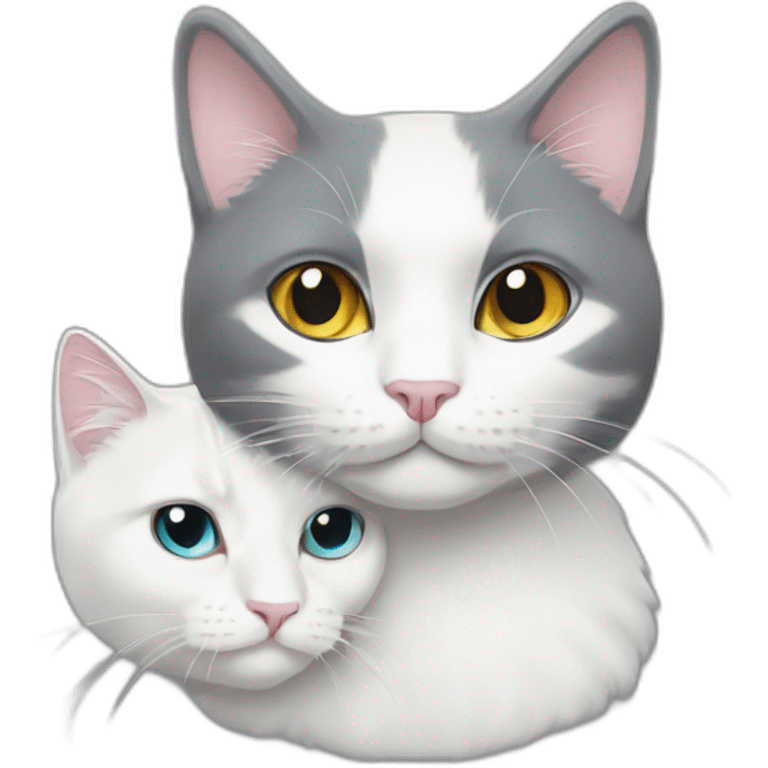 A white cat and a dark gray cat emoji