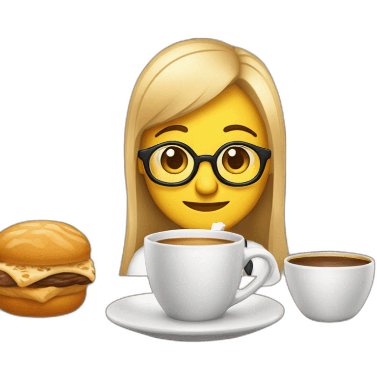 aluno estudando com uma chicara de cafe do lado emoji