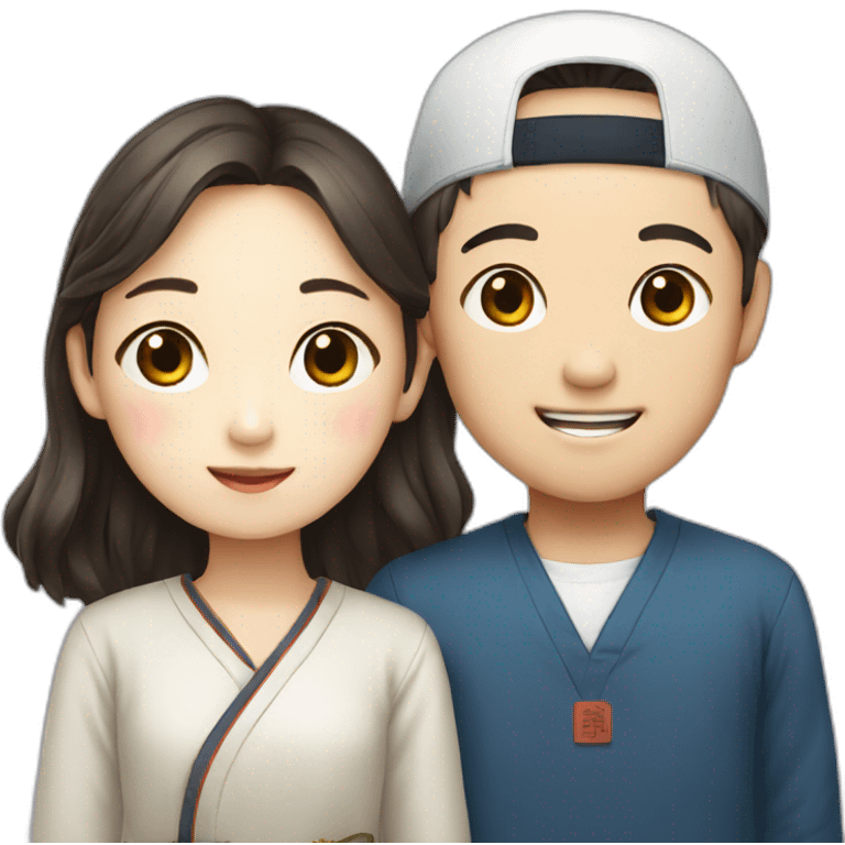 Korean boy with Korean girl emoji