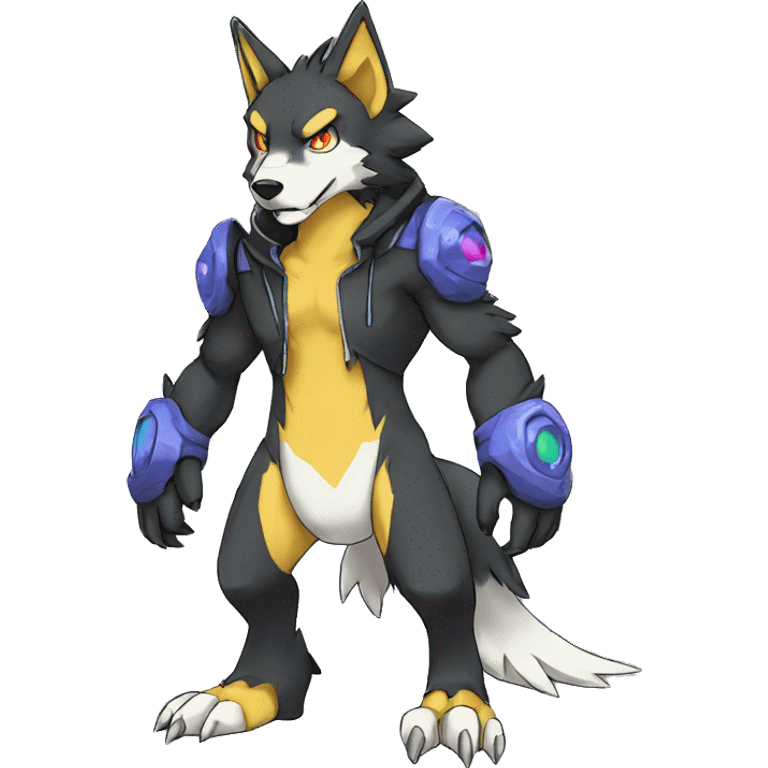 Edgy Colorful Digimon-Fakemon-Wolf full body emoji