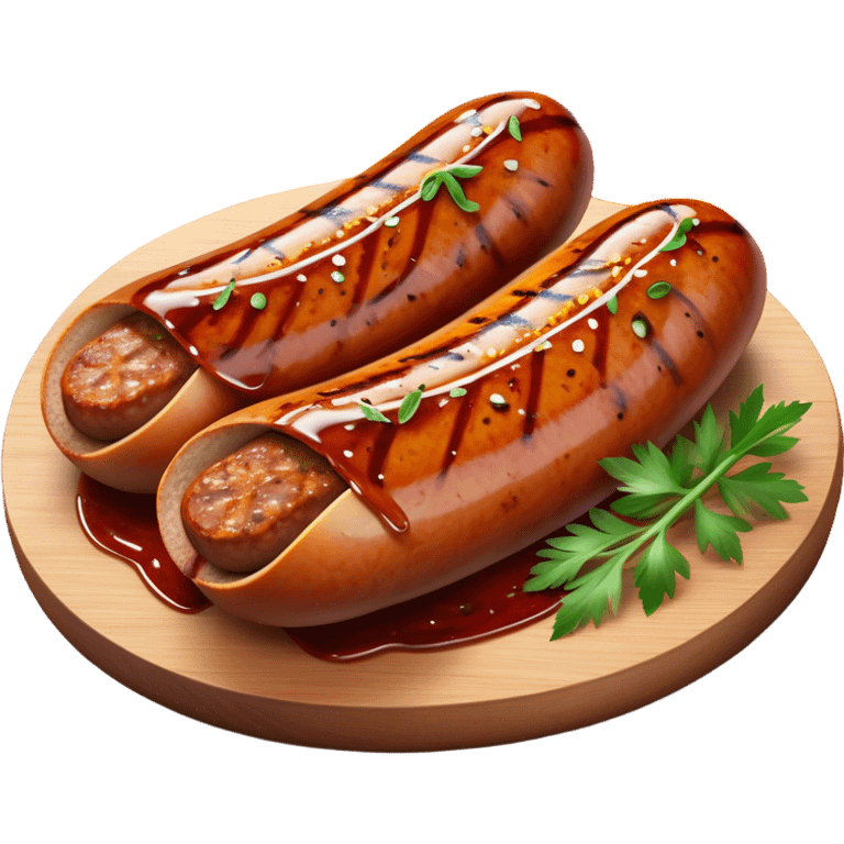 Cinematic spicy chipotle sausage, glistening with smoky, tangy sauce, charred and grilled to perfection, sliced open to reveal juicy filling, served with fresh herbs, rich and flavorful, detailed and appetizing. emoji