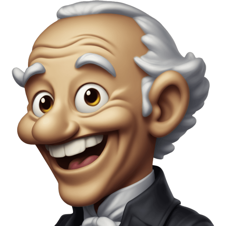 Laughing intricate Oppenheimer in Uncle Scrooge style, oil paint, mysterious eyes, intricate lips, masterpiece pose, odd perspective, beautiful, desirable, logical emoji