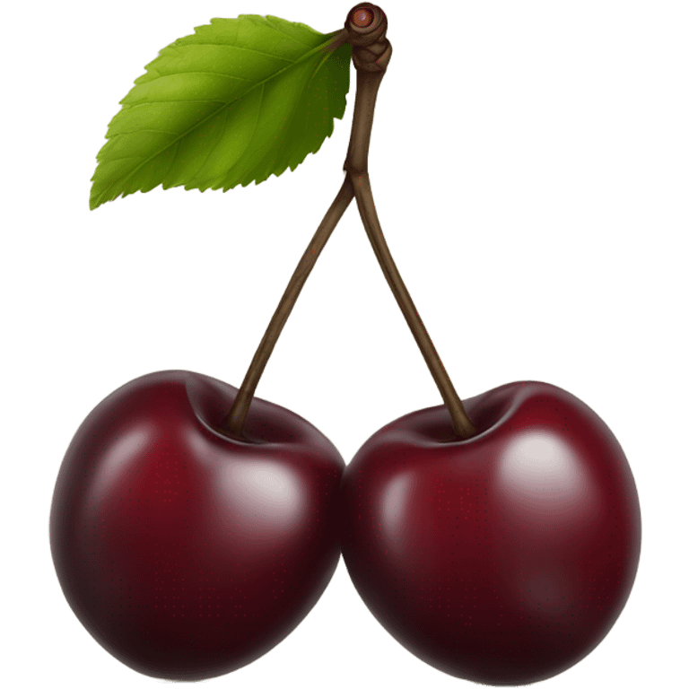 two burgundy cherries on black stem emoji