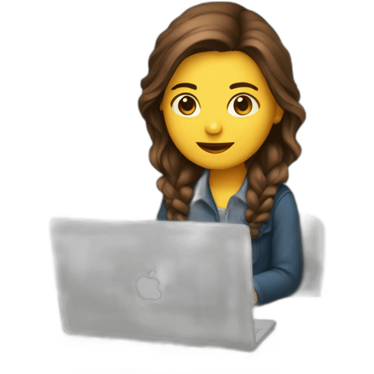 Brown hair Developer sitting with a computer emoji