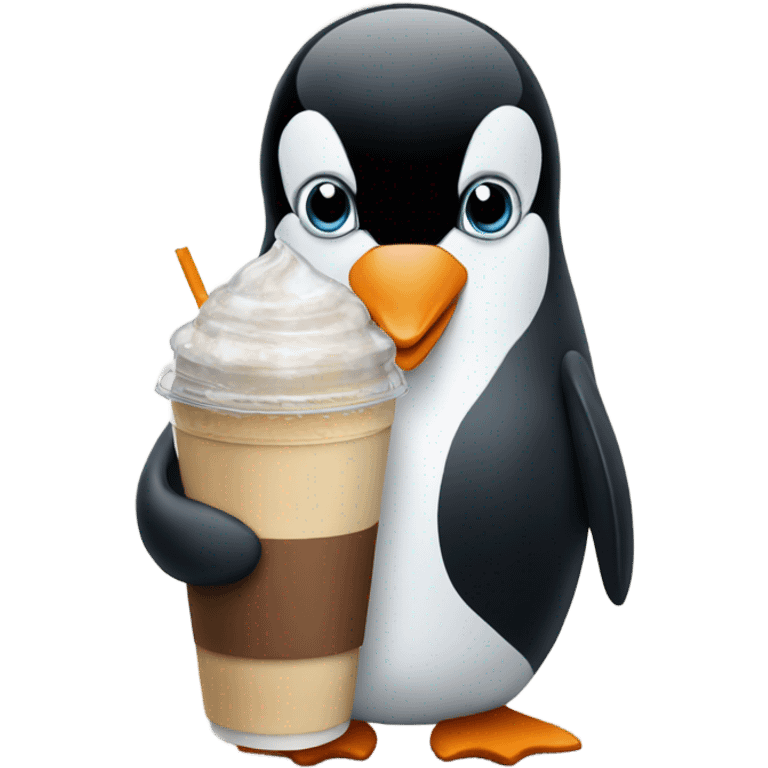 penguin with a ice cofee emoji