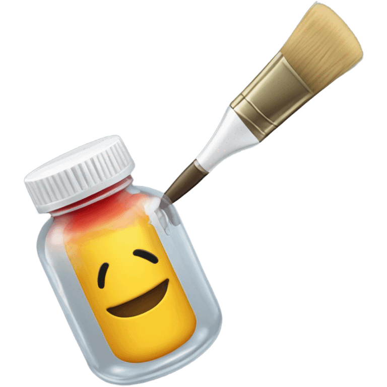 Paintbrush in pill bottle emoji