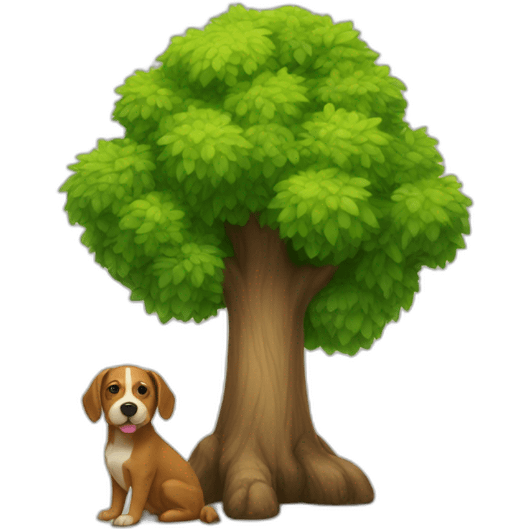 a small tree and a dog emoji