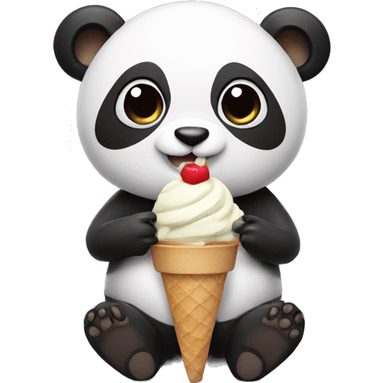 A panda holding ice cream  emoji