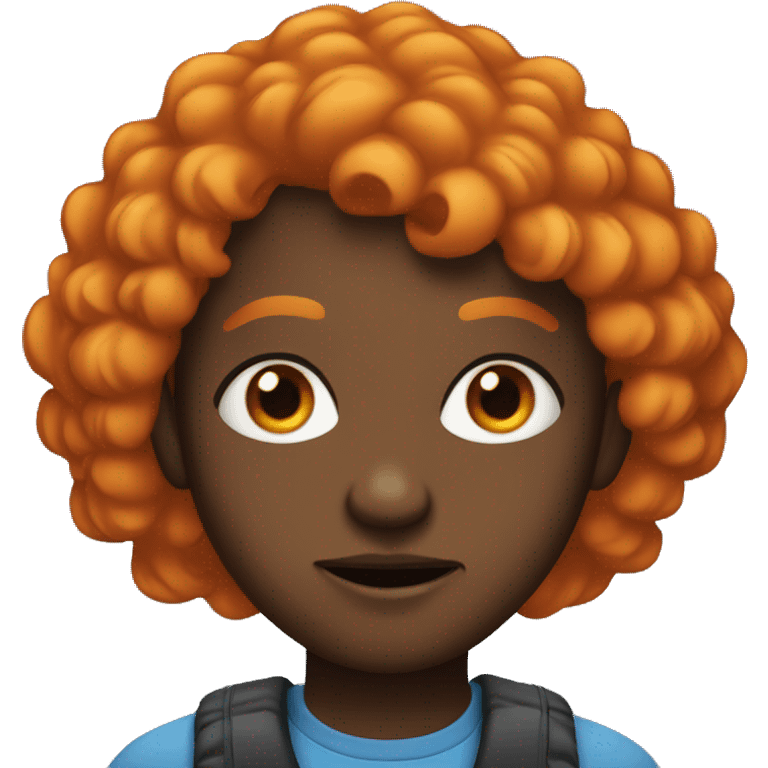 a black person with blue eyes, orange hair mad emoji