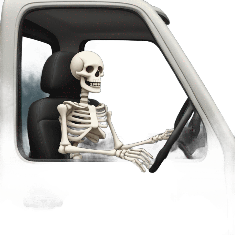 Skeleton driving a truck ￼ emoji