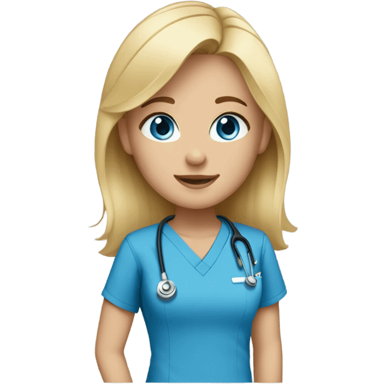 Girl with blonde hair blue eyes in scrubs  emoji