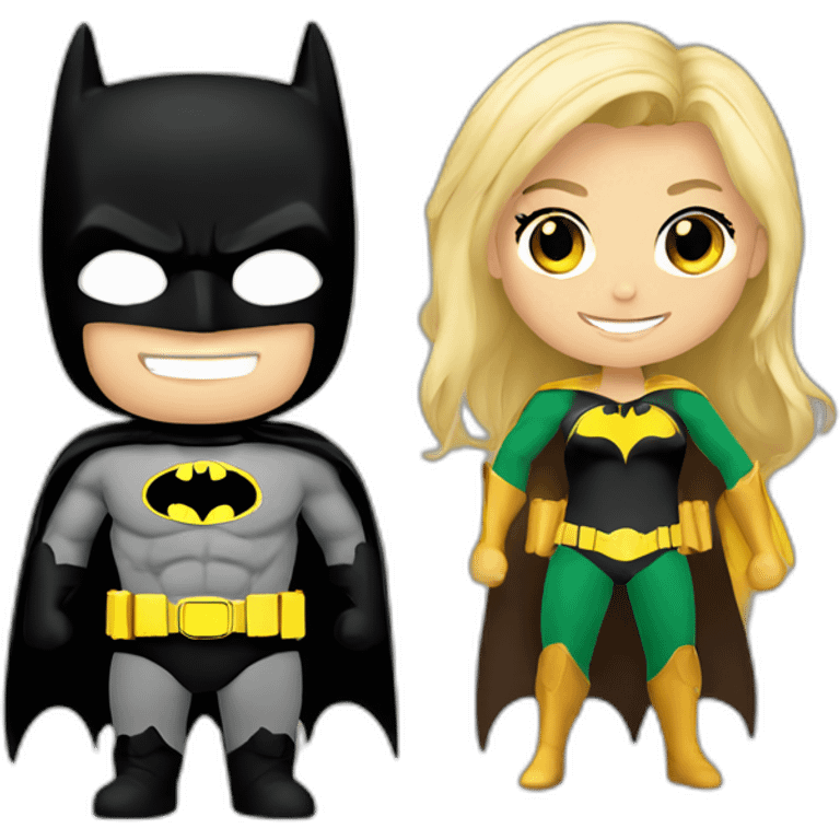 smiling batman and female blond robin emoji